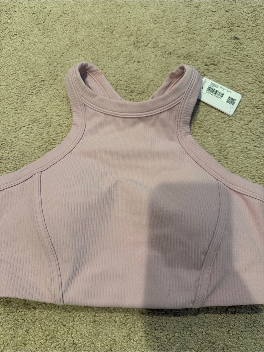 Lululemon Ribbed Nulu High-Neck yoga sports bra - Dusty Pink Sz 8 nwt